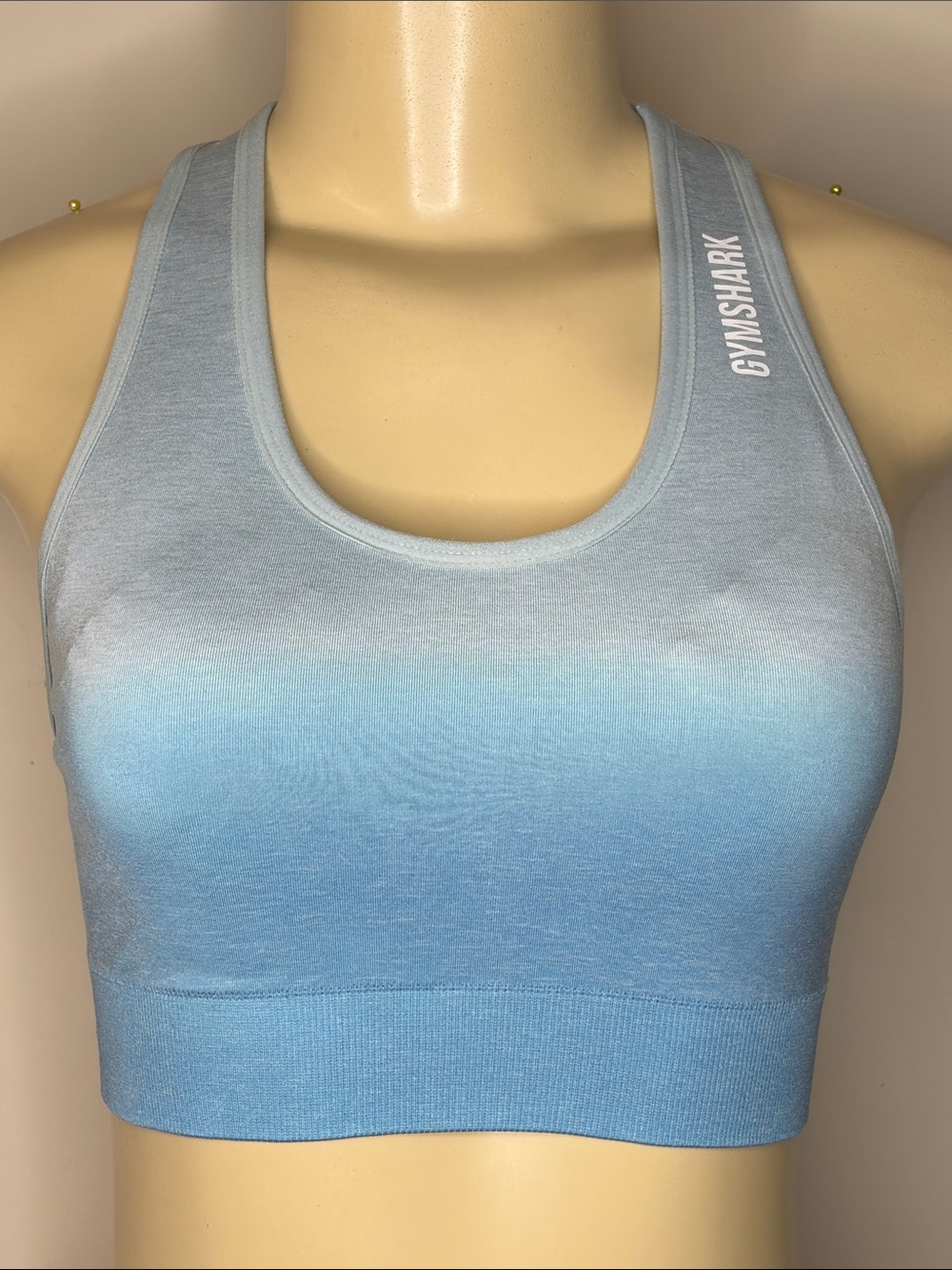 Gymshark Ombre Light Blue Seamless Racerback Sports Bra Size S - Picture 3 of 5